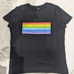 Black Tee with Rainbow Graphic